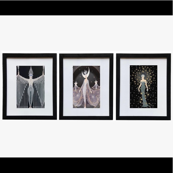 Erte Girls Set of 3 Framed Prints
